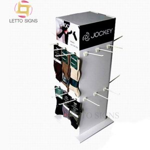 Custom Printed Retail 4 Side Rotating Counter Top Cardboard Pos Socks Hooks Display