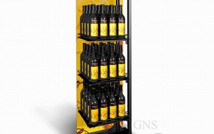 Supermarket floor metal and wood commercial wine display shelf