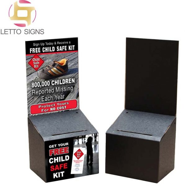 Custom Point Of Purchase Printed Black Corrugated Cardboard Counter Display Boxes