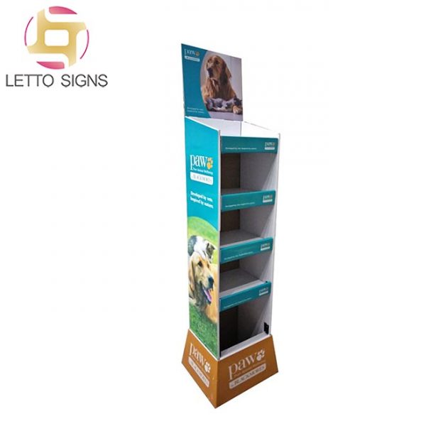 18 Years Factory Custom Pop Pos Retail Store Floor Dog Food Display Corrugated Paper Cardboard Display Shelf For Pet Shop