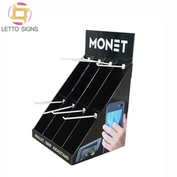 18 Years Factory Pop Pos Corrugated Pdq Paper Cdu Cardboard Other Mobile Phone Accessories Counter Display Unit With Hooks Pegs