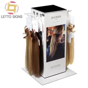 18 Years Factory Pos Counter Top Retail Store Product Advertising Cardboard Spinning Rotating Wig Hair Display Stands