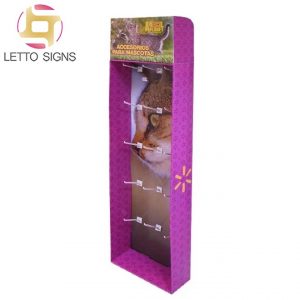 18 Years Factory Power Wing Sidekick Display Retail Store Floor Corrugated Paper Cardboard Pet Clothes Display With Hooks Pegs