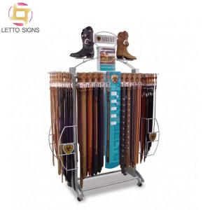 18 Years Promotional Merchandise Custom Pop Pos Retail Shop Floor Wire Metal Wooden Stand Rack Leather Belt Display For Store