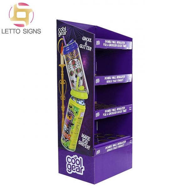 Custom Pop Pos Advertising Floor Cardboard Corrugated Paper Tunblers Water Bottles Display Racks