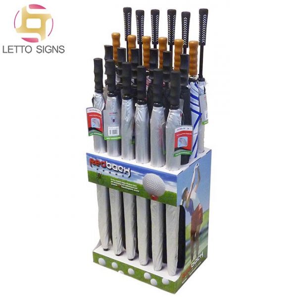 Merchandising Pop Pos Retail Shop Store Floor Corrugated Cardboard Golf Umbrella Display Rack